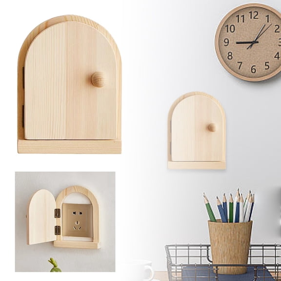 Solid Wood Fairy Door Outlet Cover Plate - No Drill Decorative Electrical Socket Frame, Easy Install Wall Plate Protector for Home, Hotel, Nursery, Kitchen, Bedroom & Living Room Decor