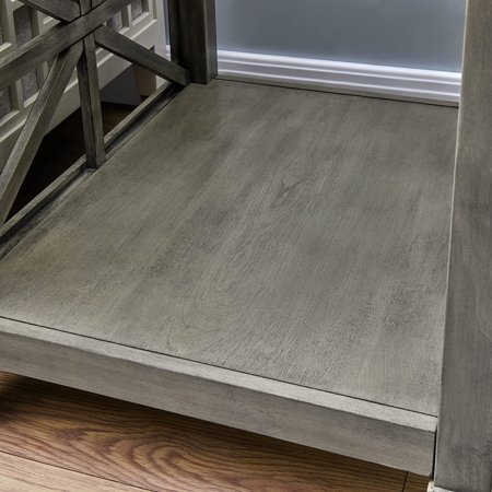 Solid Wood Farmhouse Square End Table with Tempered Glass Top Grey