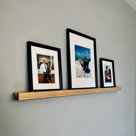 Solid Wood Floating Picture Ledges, Wall Decoration Shelf, Minimalist Wall Mounted Shelving, 42 "W x 2 "H x 2 "D, Photo Display Rack for Gallery Wall Display (Early American)