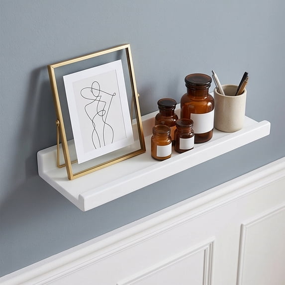 Solid Wood Floating Wall Shelves, Load-Bearing Decorative Storage Racks ...