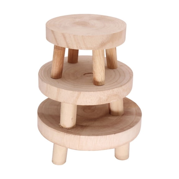 Solid Wood Flower Pot Stand Plant Rack Succulent Display Shelf Garden Patio Bench Stool Shape Planter Holder for in door Outdoor Courtyard Decor-3PCS
