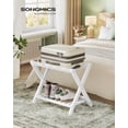 thumbnail image 1 of SONGMICS Solid Wood Luggage Rack, No Assembly Required, Foldable Suitcase Stand, Luggage Holder, with Storage Shelf, for Guest Room, Hotel, Bedroom, Cloud White, 1 of 6