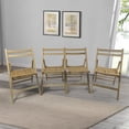 thumbnail image 1 of Foldable Chairs Set of 4, Patio Folding Chair with Solid Wood Frame, Outdoor Chair Set with Slat Seat and Backrest, Portable Dining Chair for Garden, Kitchen, Backyard, Natural, 1 of 9