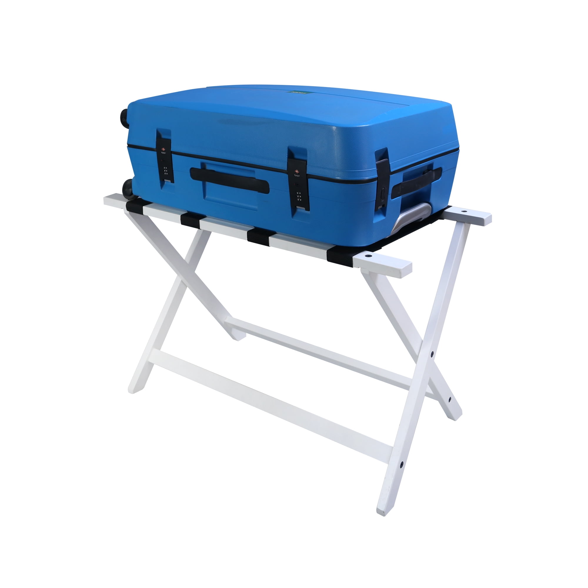 Suitcase Holder With Straps Hotel-Style Wood Folding Luggage Rack ...