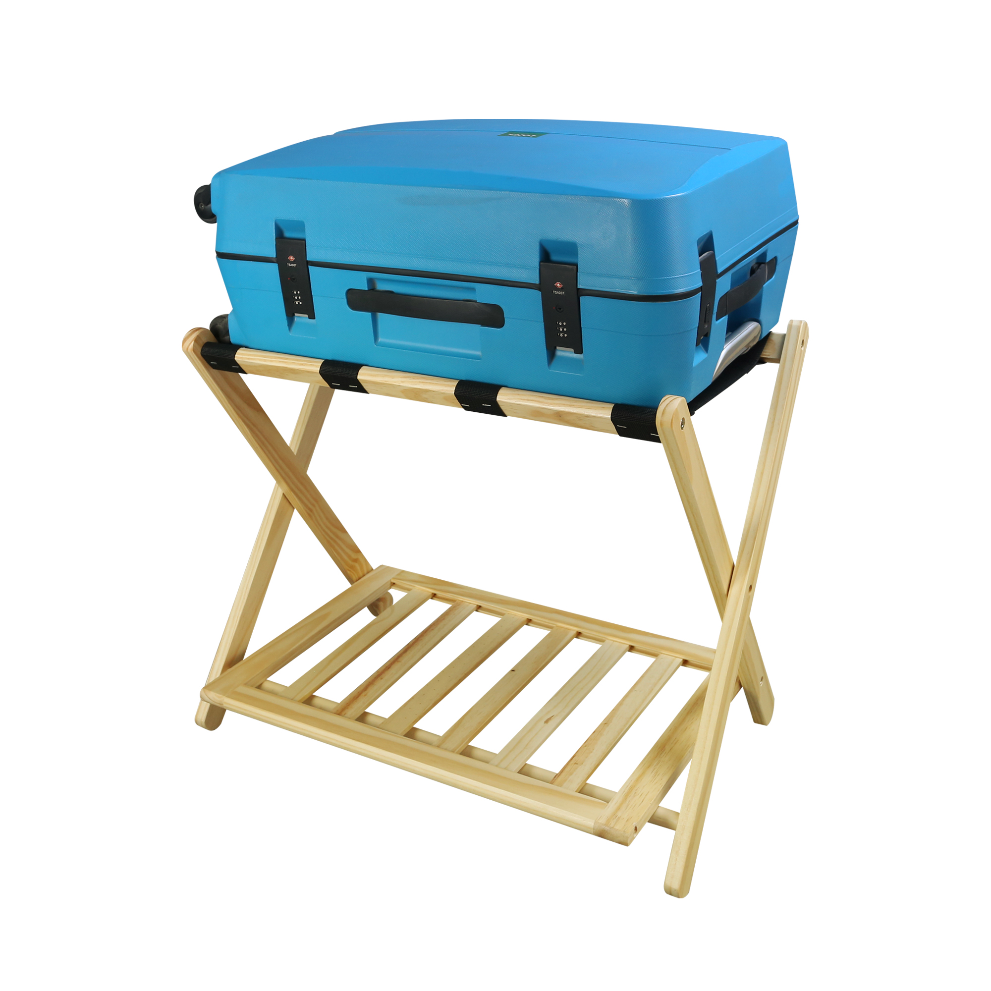 Folding Honey Oak Wood Finish Luggage Rack – Unbranded (Made In Thailand)