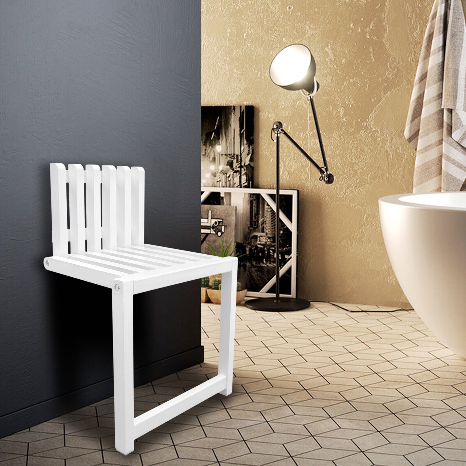 Solid Wood Folding Stool Shower Wall-mounted Folding Seat Entrance ...