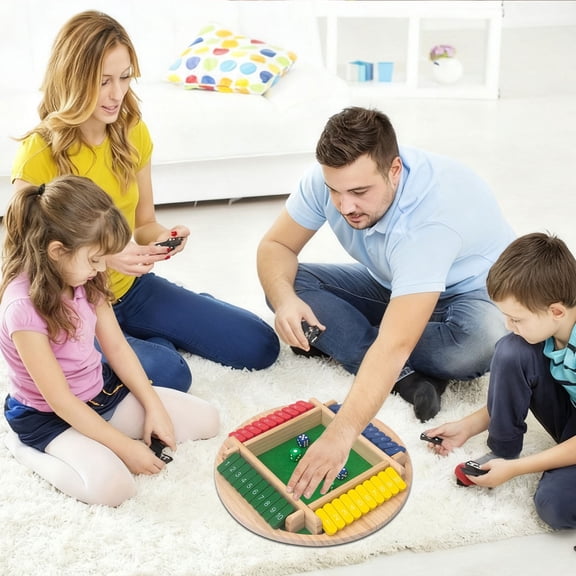 Solid Wood Four-Sided Card Flipping Game, Qiopertar Under $5 Digital Four-Sided Card Flipping Table Game Drinking Game Props Party Casual Game