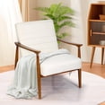 thumbnail image 1 of Solid Wood Frame Accent Chair, Mid-Century Modern Upholstered Armchair with Soft Thick Coushion, Single Sofa Armchair for Living Room, Bedroom and Balcont, 1 of 7