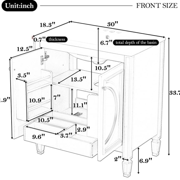 Solid Wood Frame - Ceramic Sink with Smooth Surface - Bathroom Utility - Hardly Leaves Water Stains