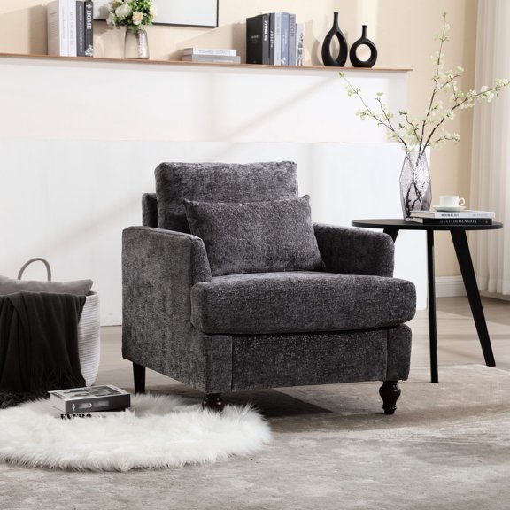 Solid Wood Frame & Chenille Upholstery / Comfortable Seating for Living Room, Bedroom or Reading