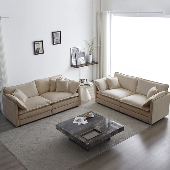 Solid Wood Frame + High-end Material - Durable and Elegant Sofa Set