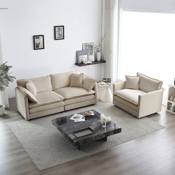 Solid Wood Frame & Soft Sponge - 2 - Piece Sofa Set for a Cozy Living Space