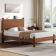 thumbnail image 1 of Solid Wood Full Bed Frame with Storage Headboard and Charging Station, Modern Full Size Platform Bed Frames, No Box Spring Needed, 1 of 9