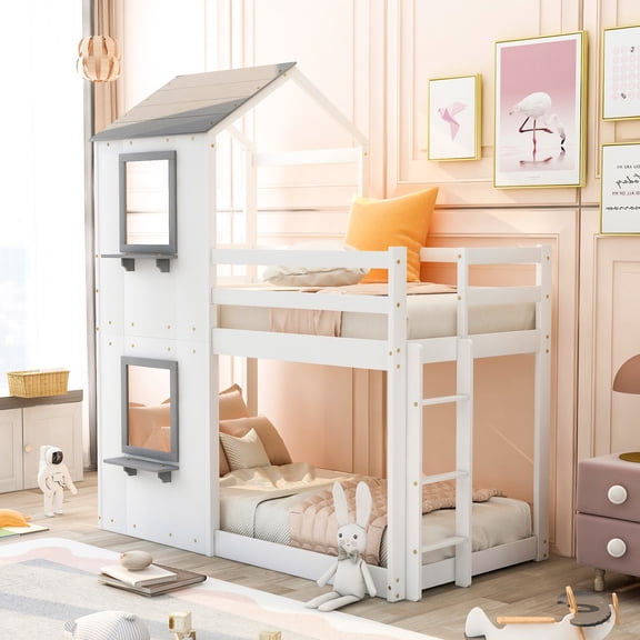 Solid Wood - Full-Length Guardrails - Bedroom - Safe and Stable Bunk Bed