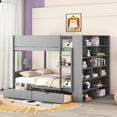thumbnail image 1 of Solid Wood Full Over Bunk Bed In Gray - 2 Drawers And Multi-layer Cabinet For A Functional Living Area With Storage Units, 1 of 6