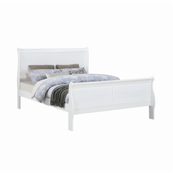 Solid Wood Full Size Platform Bed, Modern Sleigh Style with Bracket Feet, Integrated Slat Support System, No Box Spring Required