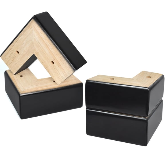 Solid Wood Furniture Risers Black 2 Inch L-Shaped Bed Sofa Couch Lift Kit 4 Pack