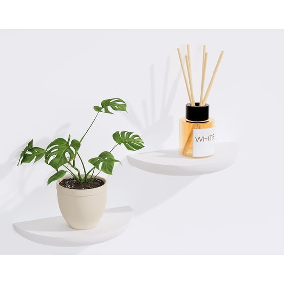 Solid Wood Half Round Floating Shelves, Elegant Wall Mounted Display Shelves for Living Room Bathroom Bedroom Office