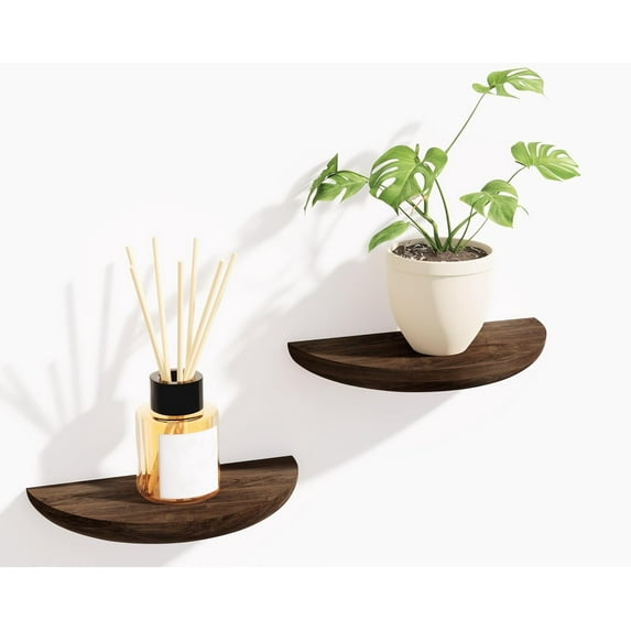 Solid Wood Half Round Floating Wall Shelves | Elegant Floating Shelves, Elevate Your Space. Perfect for Living Rooms, Bathrooms, Bedrooms, Offices, Children's Rooms