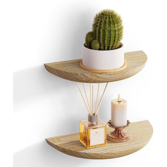 Solid Wood Half Round Floating Wall Shelves | Elegant Shelves, Elevate Your Space. Perfect for Living Rooms, Bathrooms, Bedrooms, Offices, Children's Rooms