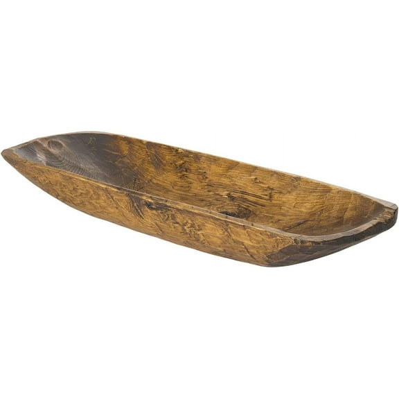 Solid Wood Hand-Carved Regular Decorative Bowl for Home Decor, Wooden Bowls Decorative, Coffee Table D?cor Wood Centerpieces for Tables, Pecan White/Wood