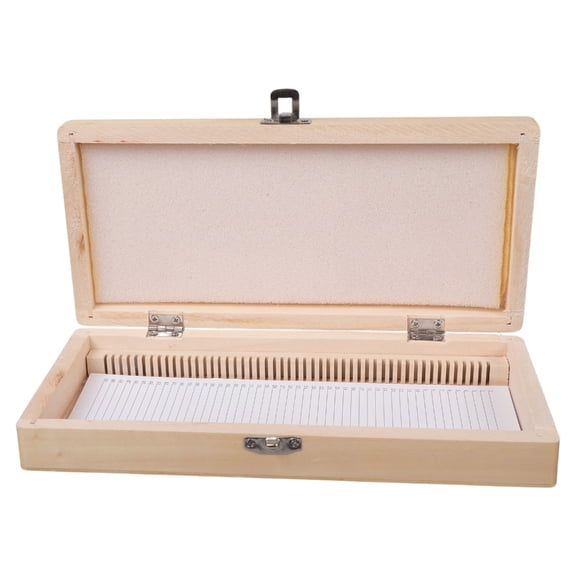 Solid Wood Handmade Slide Holder Case with Metal Buckle for 50 Microscope Slides