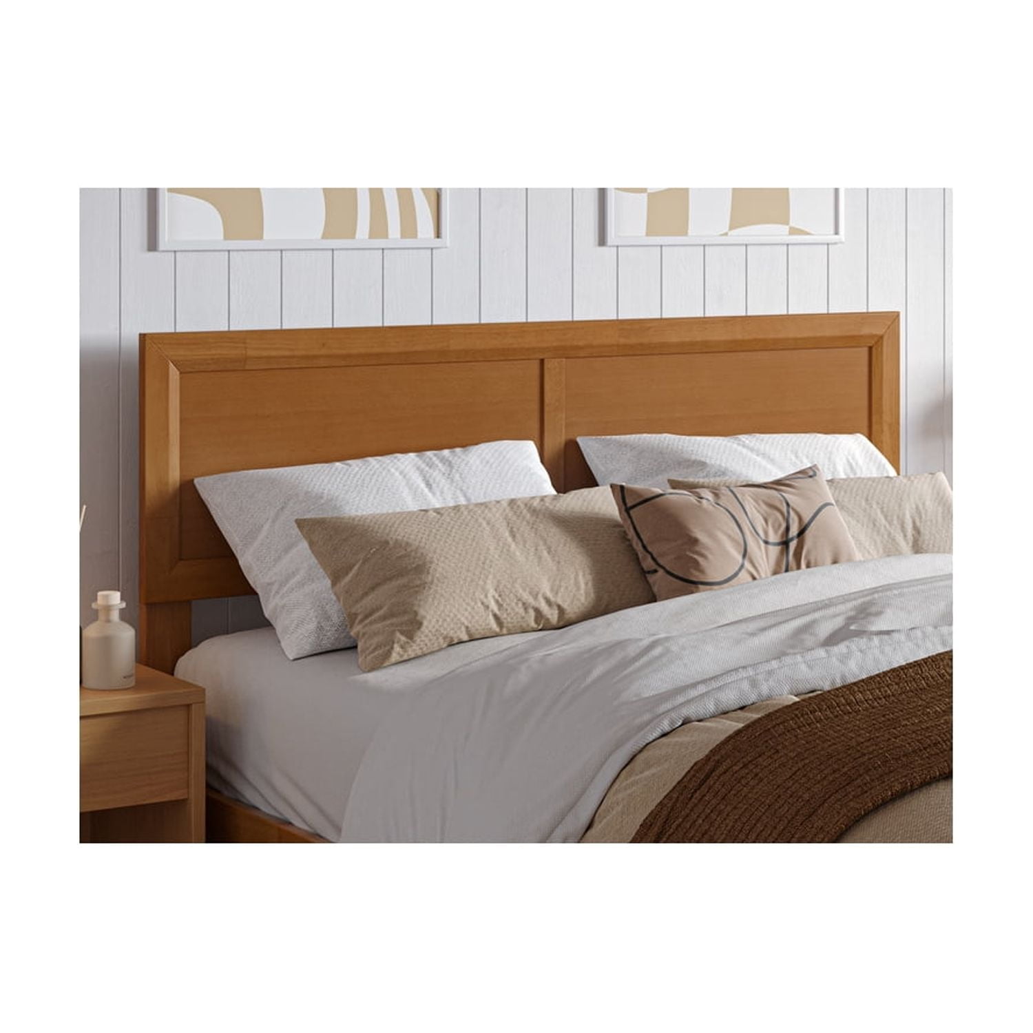 Solid Wood Headboard - Adjustable Panel Design - Light Toffee Finish