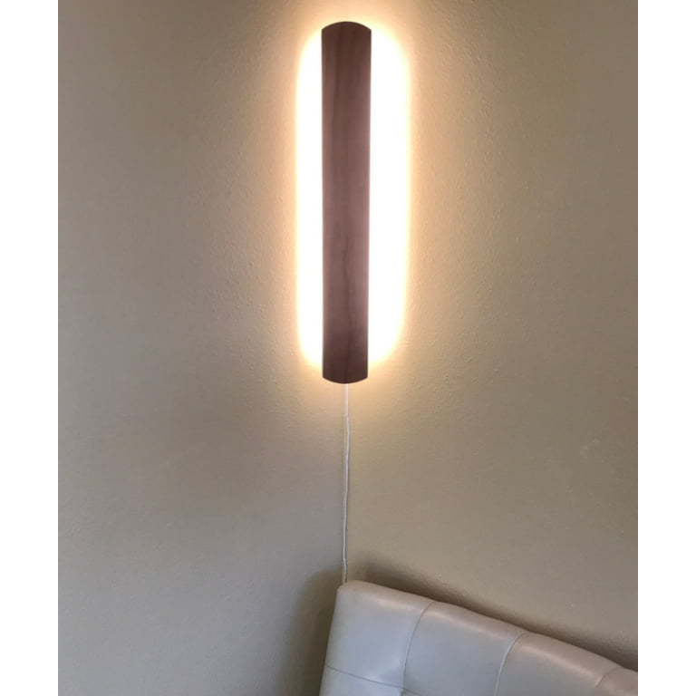 Solid Wood Hover Plank Corner Wall Accent Light Plug In 24