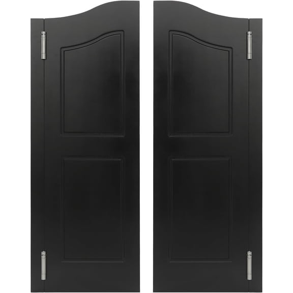 Solid Wood Interior Swinging Door 32" W x 42" H, Self-Closing Double-Action Saloon Doors with Hinges Hardware Entrance Partition for Cafe Stairs Hallway Kitchen Bar(Black)