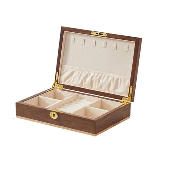 Solid Wood Jewelry Box Lock Large Capacity Exquisite Solid Wood Storage Box Necklace Ring Ear Pin Jewelry Box