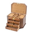 thumbnail image 1 of Solid Wood Jewelry Storage Box With Lock Jewelry Box Large Capacity Simple Retro, 1 of 6