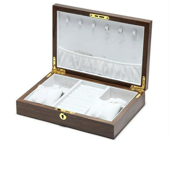 Solid Wood Jewelry Storage Box With Lock Ring Necklace Earrings Bracelet Watch Jewelry Box