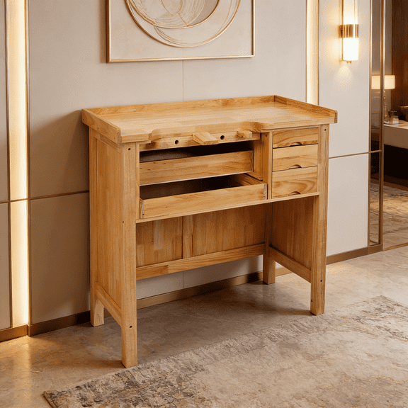 Solid Wood Jewelry Workbench with Practical Storage Drawers | Wooden Craft Station for Jewelry Making, Beading, and Artisan Crafts