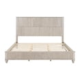 thumbnail image 1 of Solid Wood King Bed Frame with Tall Headboard, No Box Spring Needed, Beige, 1 of 5