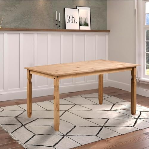 Solid Wood Kitchen & Dining Room Table 59" W, 29.5" D, 29.7" H - Farmhouse Kitchen Dining Table for 4 to 6, Farmhouse Furniture, Breakfast Nook - Corona Collection$$Furniture