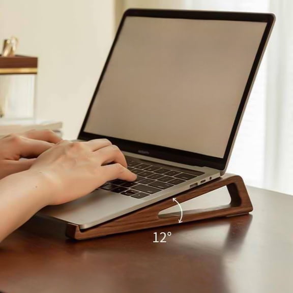 Solid Wood Laptop Stand, Suspended Ergonomic for Office Desktop, Height Increase Wooden Storage Rack with Heat Dissipation for Notebook,2PCS