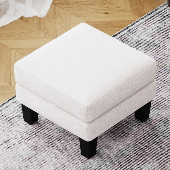 Solid Wood Legged Fabric Ottoman / Ideal for Hallway Shoe Storage
