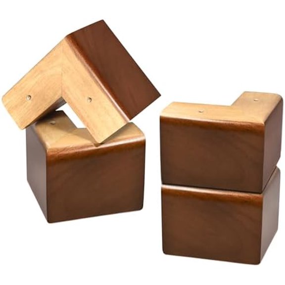 Solid Wood Legs for Furniture, L-Shaped Bed Risers, Furniture Legs for Sofa Couch Dresser Cabinet Table, Couch Sofa Feet, Furniture Risers, Bed Lifters 4 Pack