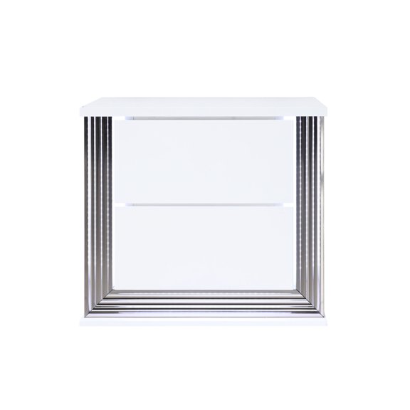 Solid Wood + MDF Composition - Led Lighting Accent - Bedside Decor - Stylish Ambiance