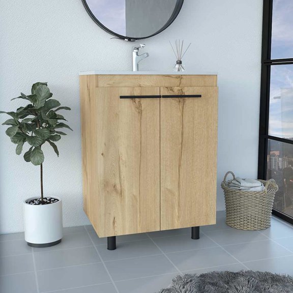 Solid Wood + MDF Core - Free Standing Unit - Small Bathroom - Space - Efficient Design