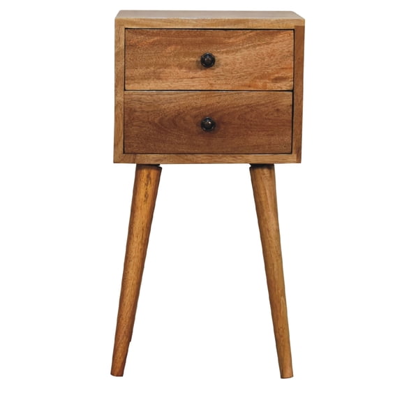 Solid Wood Mini 2 Drawer Oak-ish Bedside - And Elegant Timeless A Classic Choice For Home