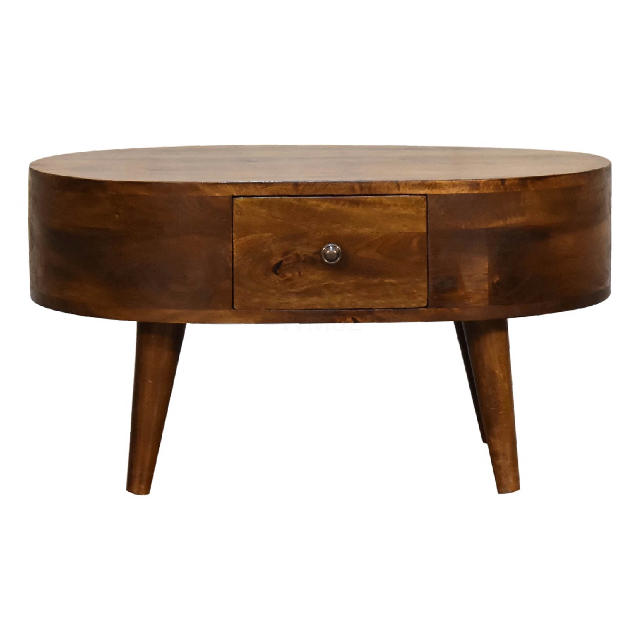 Threaded Mini Table Solid Wood Mini Round Coffee Table in Chestnut, Compact End Table for ...