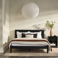 thumbnail image 1 of Solid Wood Minimalist Boho Queen Bed with Simple Headboard - Black, 1 of 18