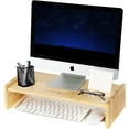 thumbnail image 1 of Solid Wood Monitor Stand Riser, Monitor Riser with 2 Adjustable Height, 15.8 inch Computer Riser for Computer, iMac, PC, Printer, Computer Monitor Stand for Home & Office, Natural, 1 of 7