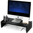 thumbnail image 1 of Solid Wood Monitor Stand Riser, Monitor Riser with 2 Adjustable Height, 15.8 inch Computer Riser for Computer, iMac, PC, Printer, Computer Monitor Stand for Home & Office, Black, 1 of 13