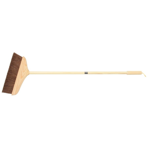 Raindrops Beige Palm Fiber Broom with Handle for Comfortable and Efficient Floor Cleaning