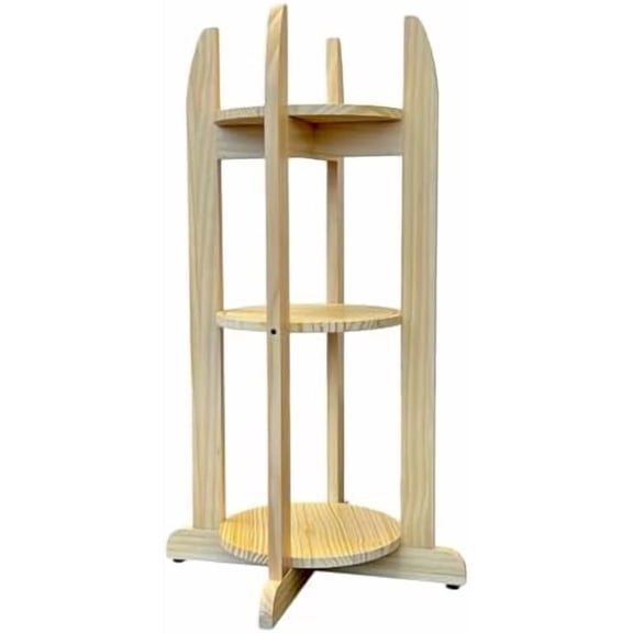 Solid Wood Natural Varnish Water Dispenser Stand 33" Tall, Durable Wooden Floor Stand for 1-5 Gallon Bottles & Crocks, Includes 3 Shelves, Easy Assembly, Multi-Purpose for Home & Plants