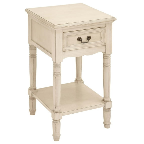 Solid Wood Night Stand Table-Color:Antiqued white,Material:Wood