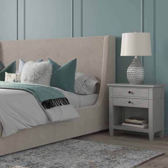Solid Wood Nightstand - 24 Inch Wide Bedside Table with Drawers