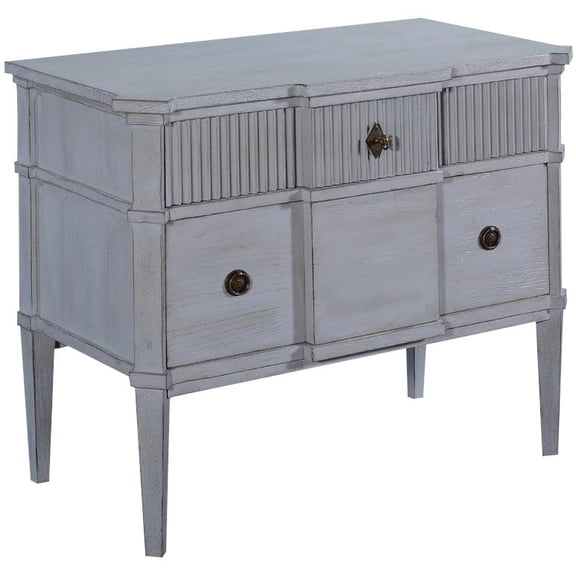 Solid Wood Nightstand | Pewter Finish with Drawers
